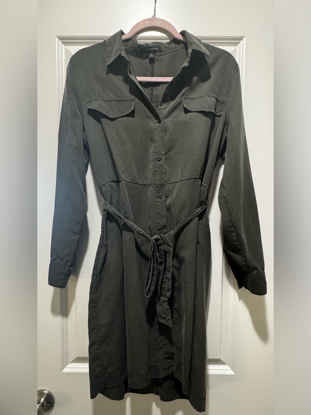 Banana Republic Olive Green Shirt Dress